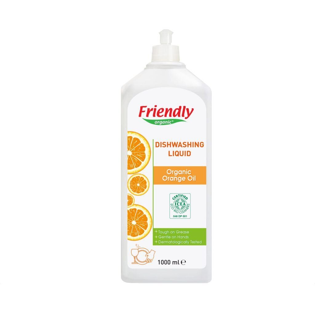 Friendly Organic orgaaniline apelsiniõliga nõudepesuvahend, 1000 ml цена и информация | Nõudepesuvahendid | kaup24.ee