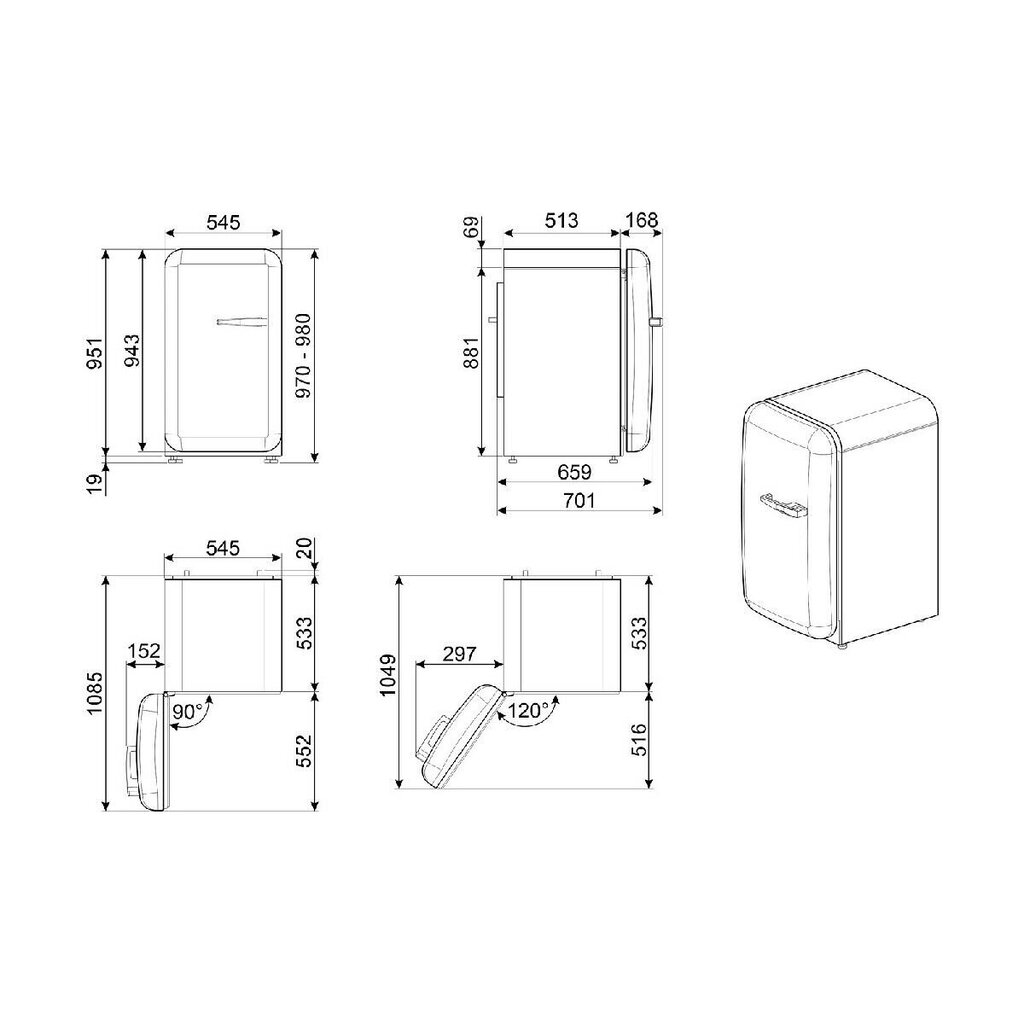 Külmik Smeg FAB10LRD5 цена и информация | Külmkapid | kaup24.ee