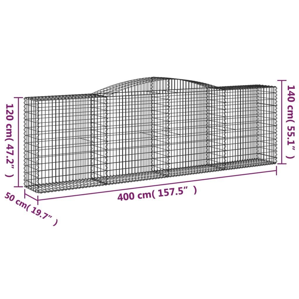 vidaXL kaarekujulised gabioonkorvid 3 tk, 400x50x120/140 cm, raud hind ja info | Aiad ja tarvikud | kaup24.ee
