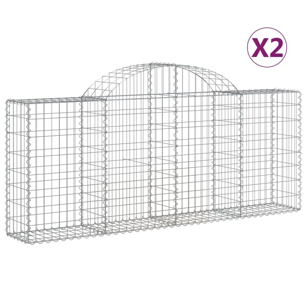 vidaXL kaarekujulised gabioonkorvid 2 tk, 200x30x80/100 cm, raud hind ja info | Aiad ja tarvikud | kaup24.ee