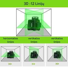 Roheline lasertase Clubiona 3D koos vastuvõtjaga цена и информация | Механические инструменты | kaup24.ee