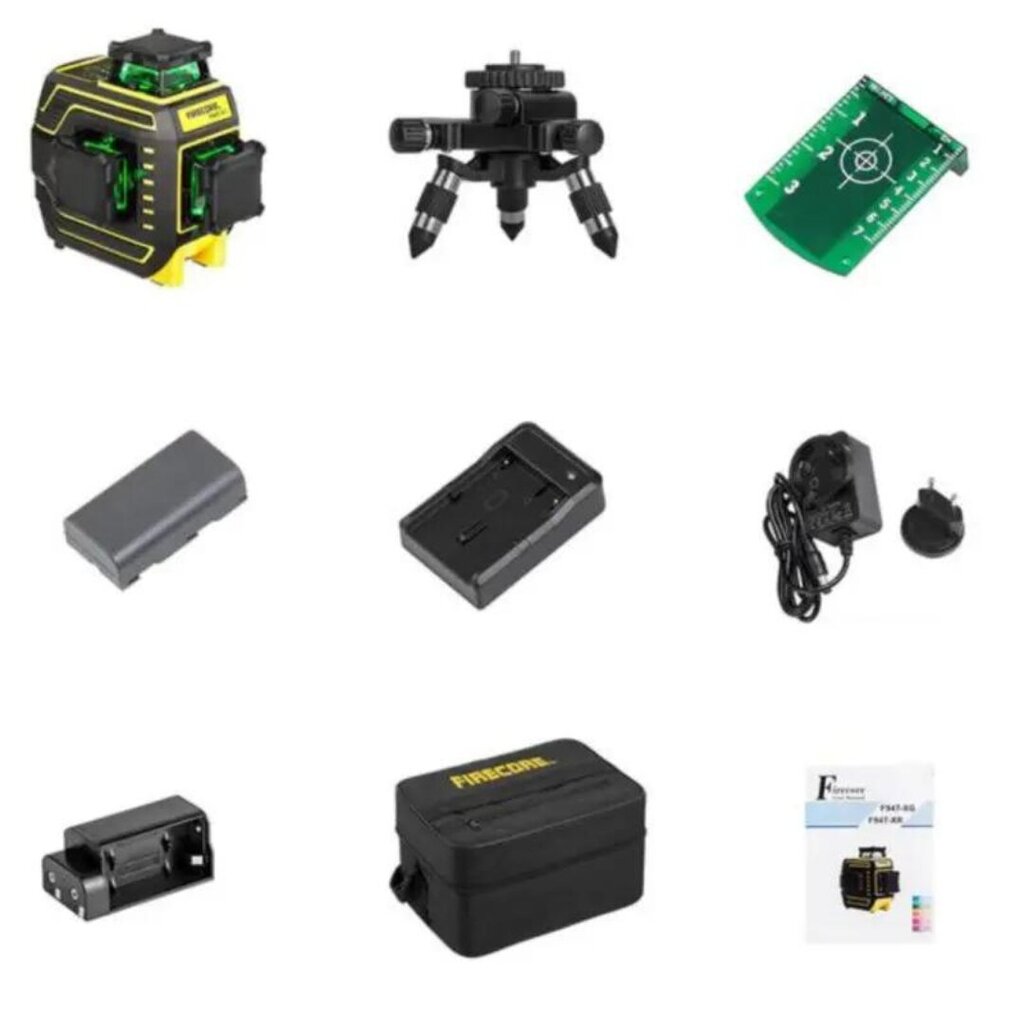 Roheline lasernivoo Firecore 3D koos vastuvõtjaga (F94T-XG) hind ja info | Käsitööriistad | kaup24.ee
