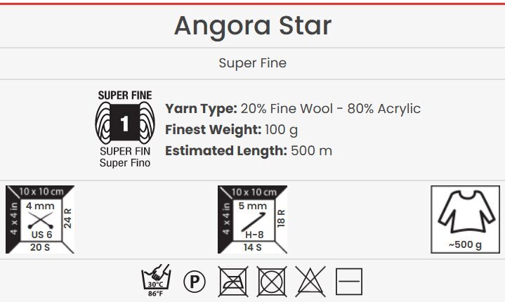 Kudumislõng YarnArt Angora Star 100 g, värvus 174 hind ja info | Kudumistarvikud | kaup24.ee