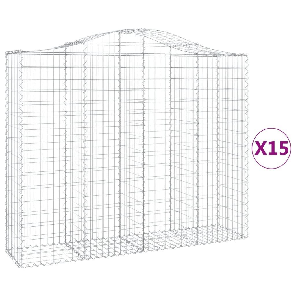 vidaXL kaarekujulised gabioonkorvid 15 tk, 200x50x160/180 cm, raud hind ja info | Aiad ja tarvikud | kaup24.ee