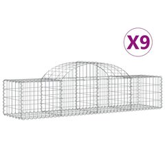 vidaXL kaarekujulised gabioonkorvid 9 tk, 200x50x40/60 cm, raud цена и информация | Заборы и принадлежности к ним | kaup24.ee