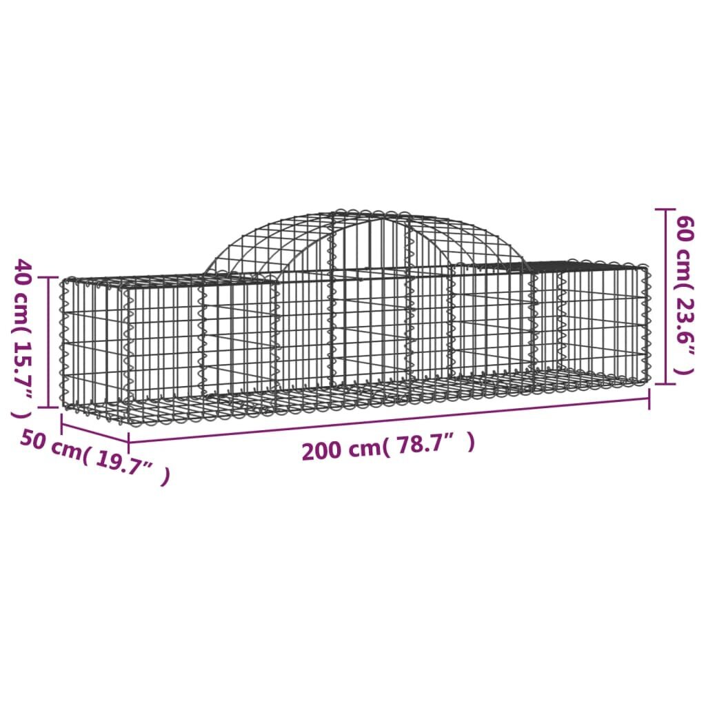 vidaXL kaarekujulised gabioonkorvid 20 tk, 200x50x40/60 cm, raud hind ja info | Aiad ja tarvikud | kaup24.ee