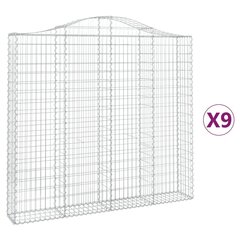 vidaXL kaarekujulised gabioonkorvid 9 tk, 200x30x180/200 cm, raud hind ja info | Aiad ja tarvikud | kaup24.ee