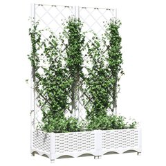 vidaXL võrega taimekast, valge, 80 x 40 x 121,5 cm PP hind ja info | Dekoratiivsed lillepotid | kaup24.ee