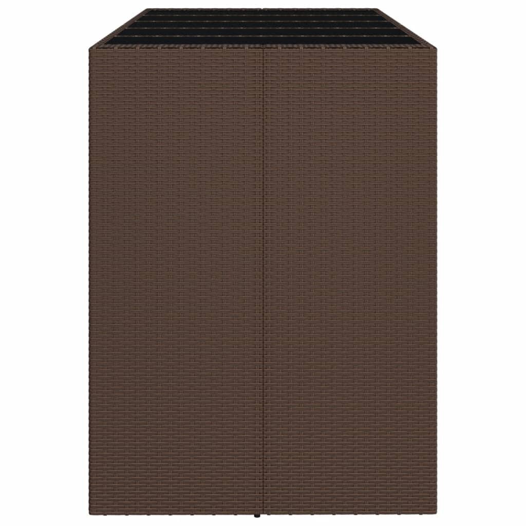 vidaXL baarilaud klaasplaadiga, pruun, 185 x 80 x 110 cm, polürotang hind ja info | Aialauad | kaup24.ee