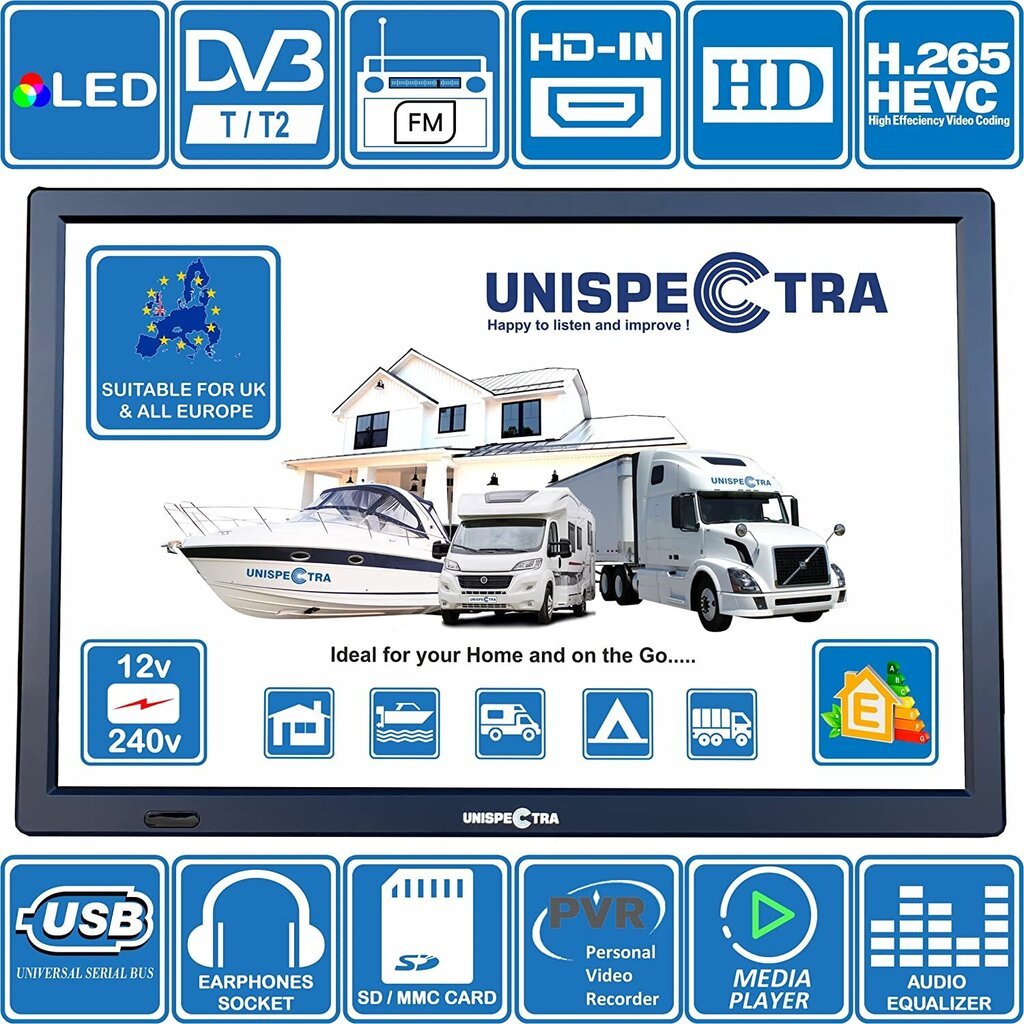 Unispectra Travel/Home 14" TV HD LED DVB-T/T2 TV цена и информация | Telerid | kaup24.ee