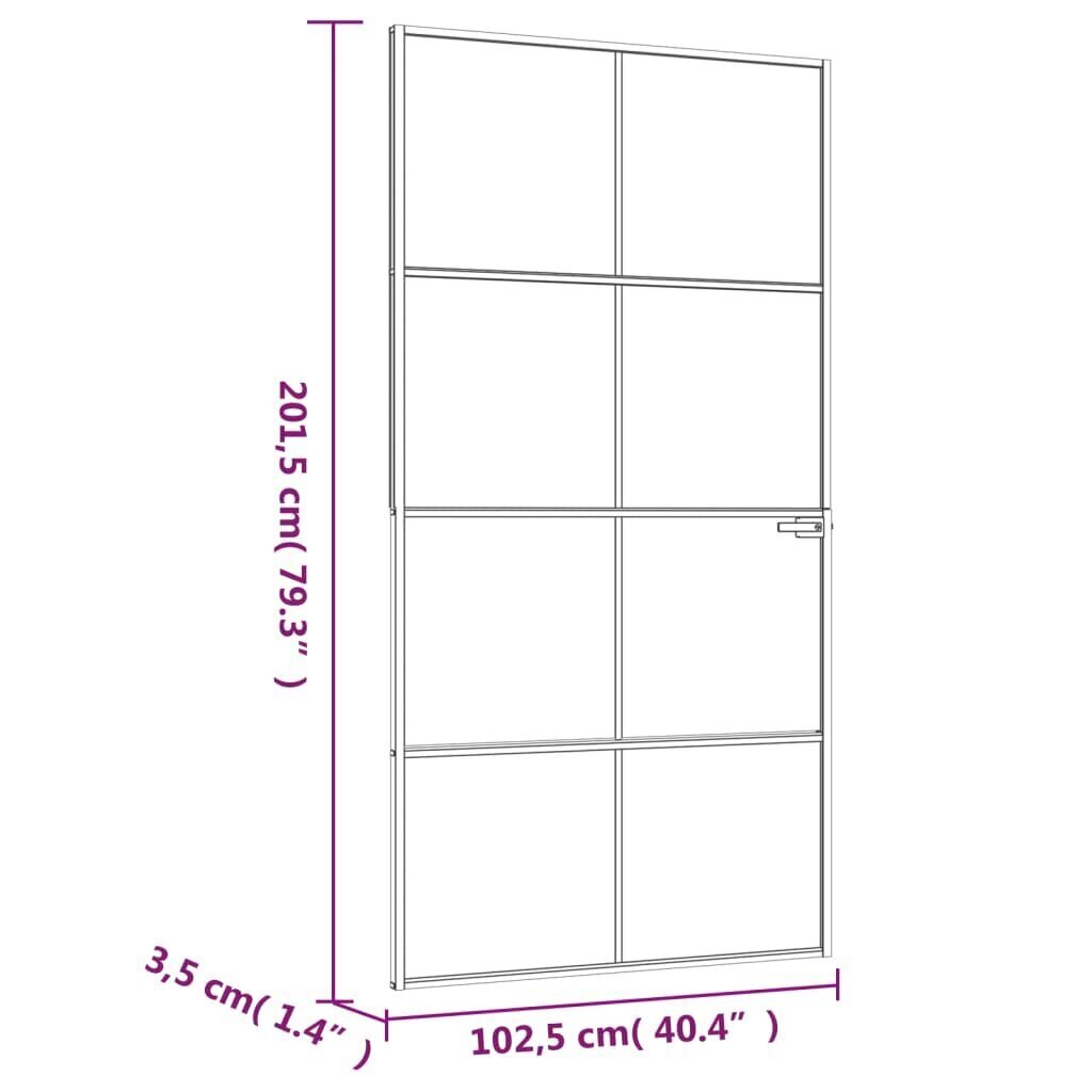 vidaXL siseuks, valge, 102x201,5cm, karastatud klaas/alumiinium, õhuke цена и информация | Siseuksed | kaup24.ee