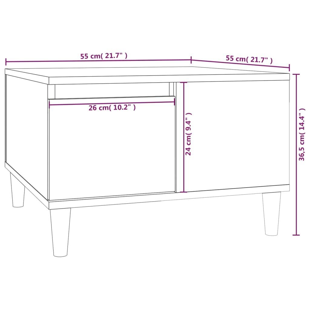 vidaXL kohvilaud, must, 55 x 55 x 36,5 cm, tehispuit hind ja info | Diivanilauad | kaup24.ee