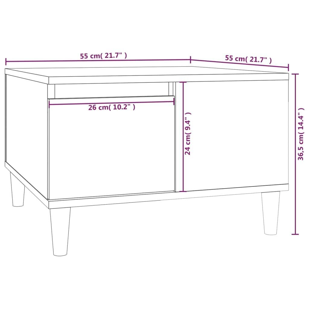 vidaXL kohvilaud, pruun tamm, 55 x 55 x 36,5 cm, tehispuit hind ja info | Diivanilauad | kaup24.ee