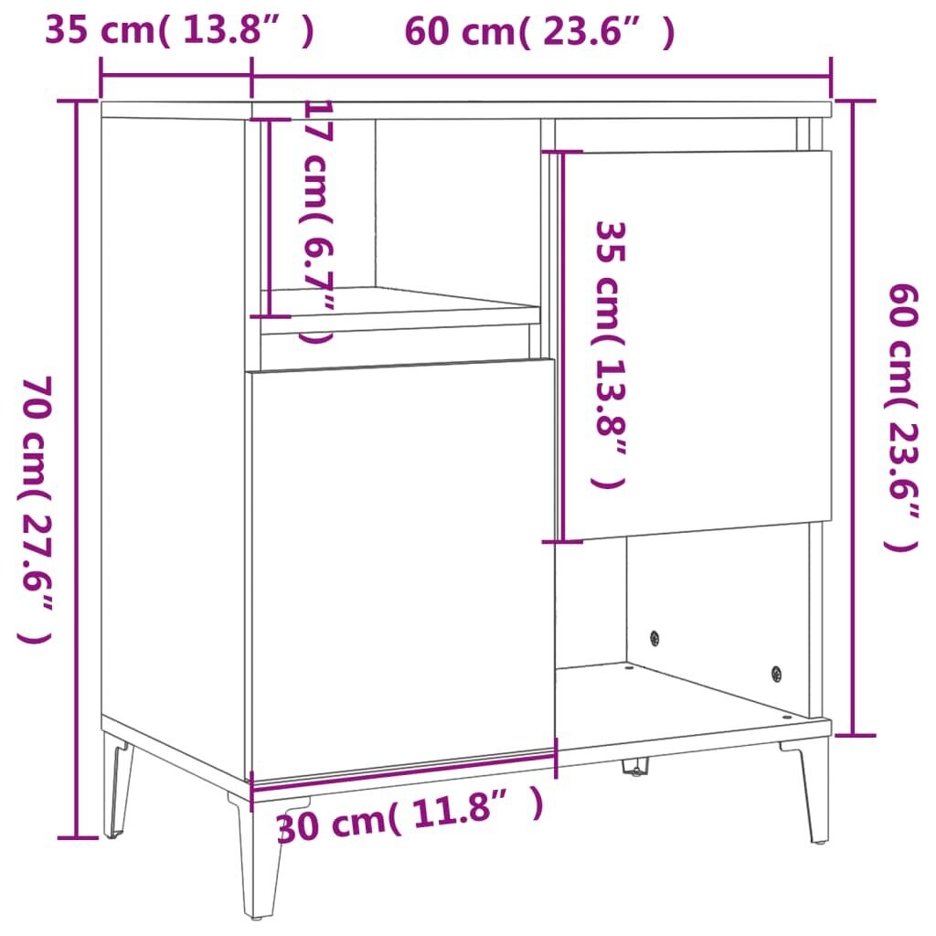 vidaXL puhvetkapp, hall Sonoma tamm, 60x35x70 cm, tehispuit цена и информация | Elutoa väikesed kapid | kaup24.ee