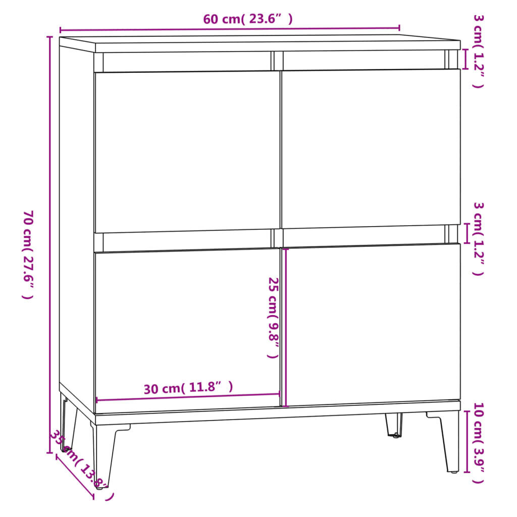 vidaXL puhvetkapp, betoonhall, 60 x 35 x 70 cm, tehispuit hind ja info | Elutoa väikesed kapid | kaup24.ee