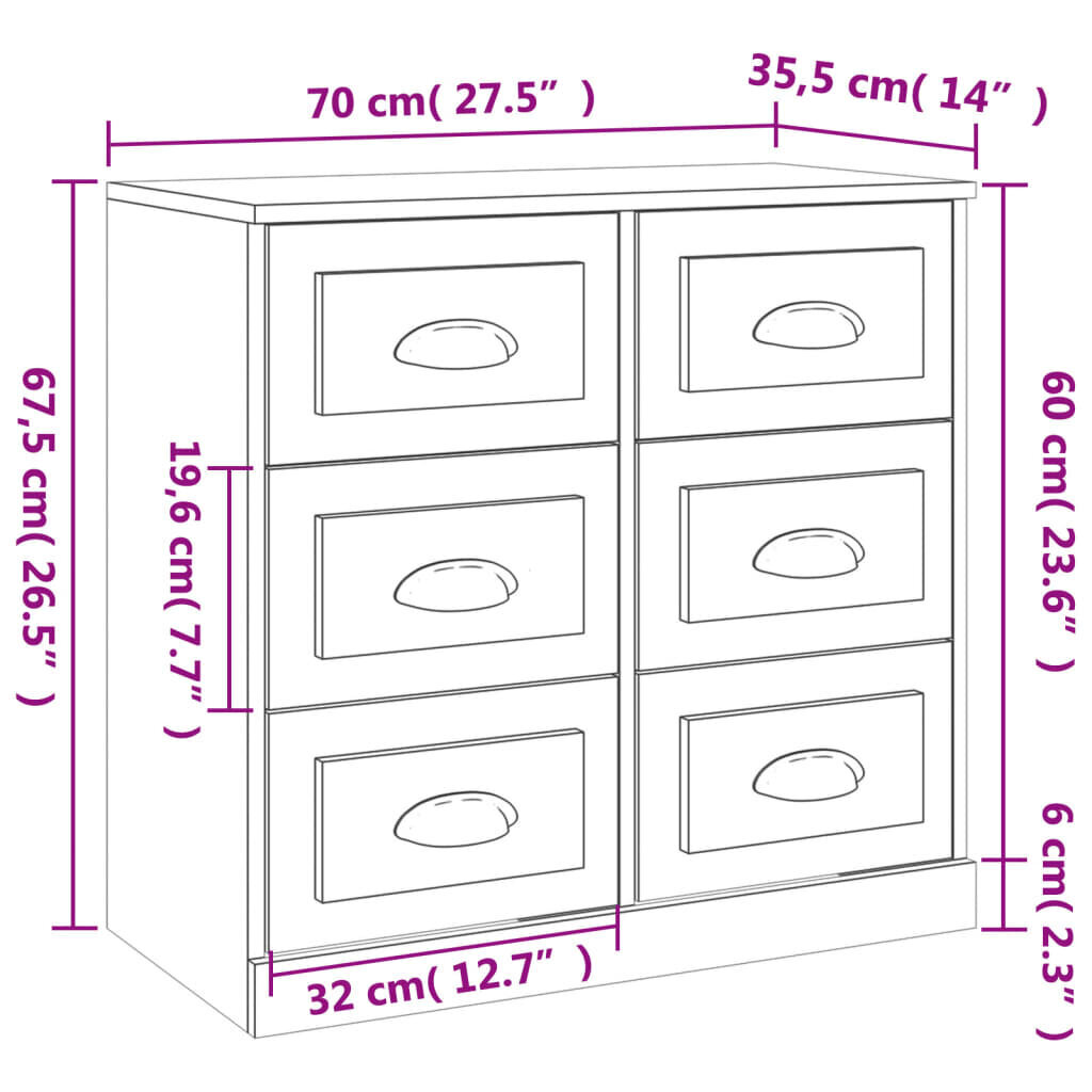 vidaXL puhvetkapp, must, 70 x 35,5 x 67,5 cm, tehispuit цена и информация | Elutoa väikesed kapid | kaup24.ee