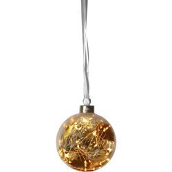 Klaaspall Glow Amber 10cm, 15 LED tuld, patareitoide, IP20 hind ja info | Jõulukaunistused | kaup24.ee