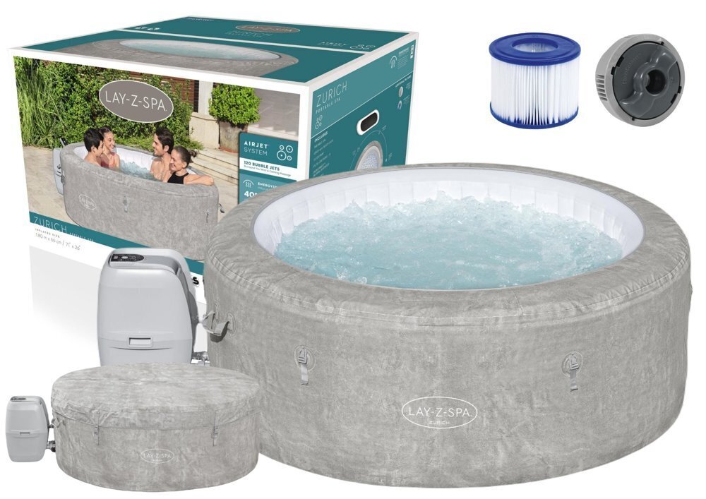 Mullivann Bestway 60065 Lay-Z-Spa Zurich Jacuzzi 180cm (filtrita) hind ja info | Basseinid | kaup24.ee