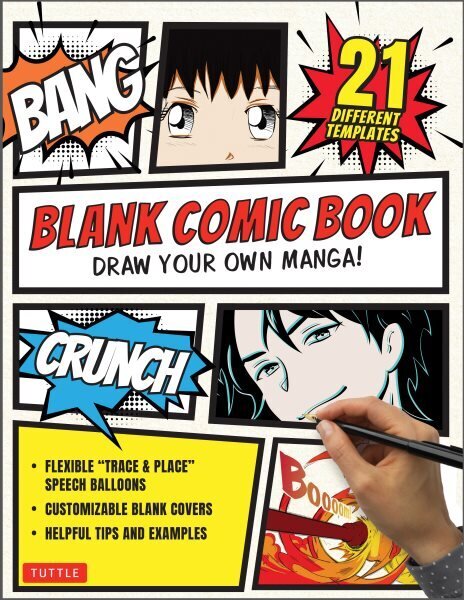 Blank Comic Book: Draw Your Own Manga! Sketchbook Journal Notebook (With 21 Different Templates and Flexible Trace & Paste Speech Balloons) цена и информация | Kunstiraamatud | kaup24.ee