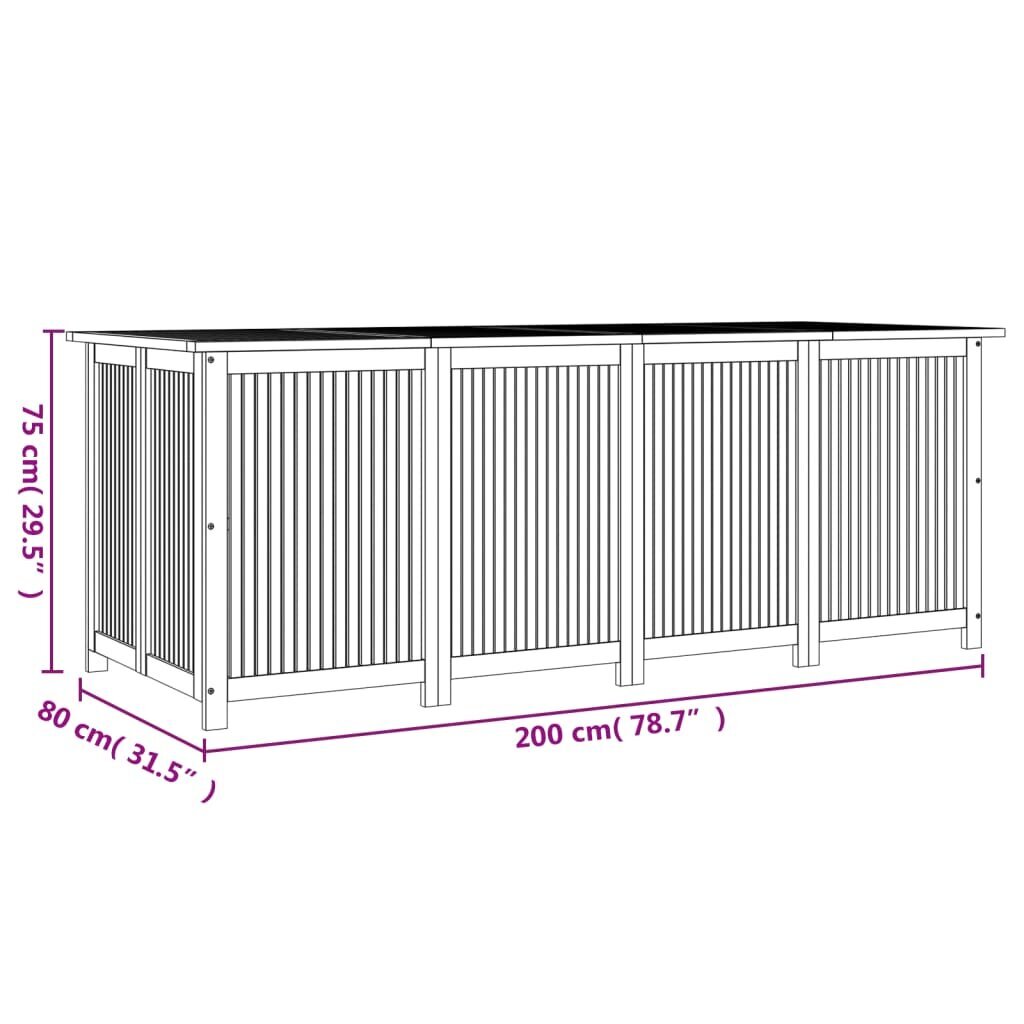 vidaXL aia hoiukast, 200 x 80 x 75 cm, akaatsiapuit hind ja info | Kompostrid, prügikonteinerid | kaup24.ee