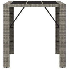 vidaXL baarilaud klaasplaadiga, hall, 105 x 80 x 110 cm, polürotang цена и информация | Садовые столы и столики | kaup24.ee