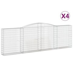 vidaXL kaarekujulised gabioonkorvid 4 tk, 400x30x120/140 cm, raud цена и информация | Заборы и принадлежности к ним | kaup24.ee