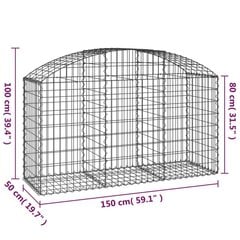 vidaXL kaarekujuline gabioonkorv, 150x50x80/100 cm, tsingitud raud hind ja info | Aiad ja tarvikud | kaup24.ee