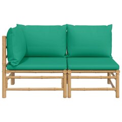 vidaXL 2-osaline aiamööblikomplekt roheliste patjadega, bambus цена и информация | Комплекты уличной мебели | kaup24.ee