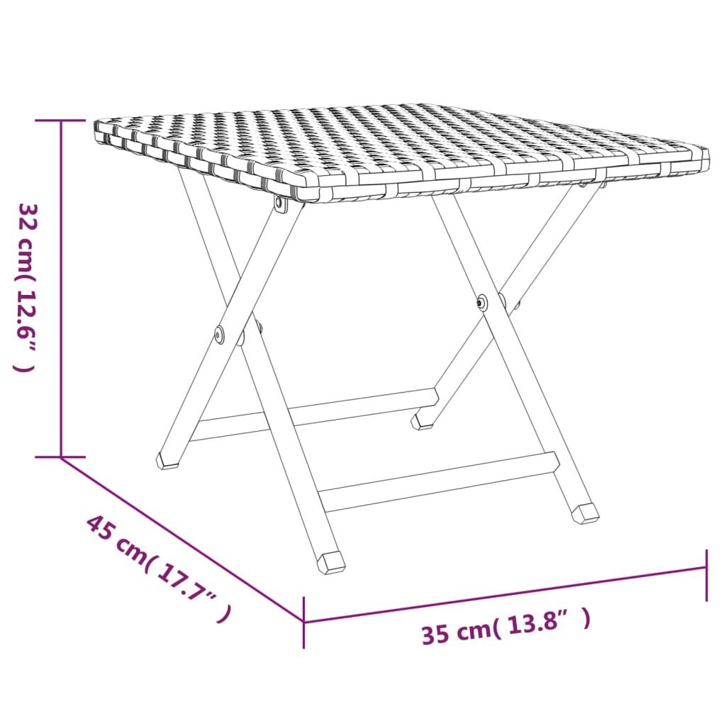 vidaXL kokkupandav laud, must, 45 x 35 x 32 cm, polürotang цена и информация | Aialauad | kaup24.ee