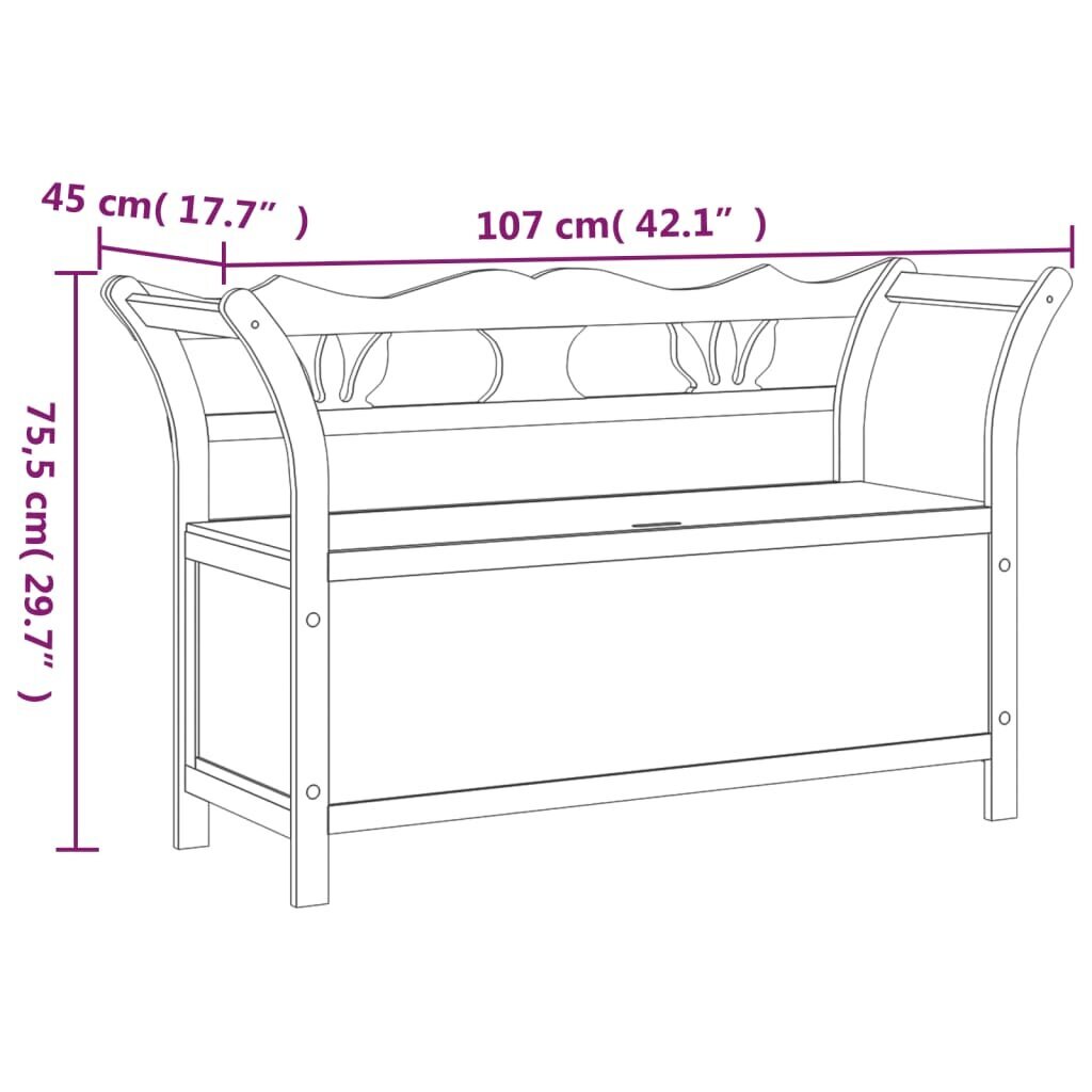 vidaXL pink, must, 107 x 45 x 75,5 cm, nulupuit цена и информация | Jalatsikapid, jalatsiriiulid | kaup24.ee