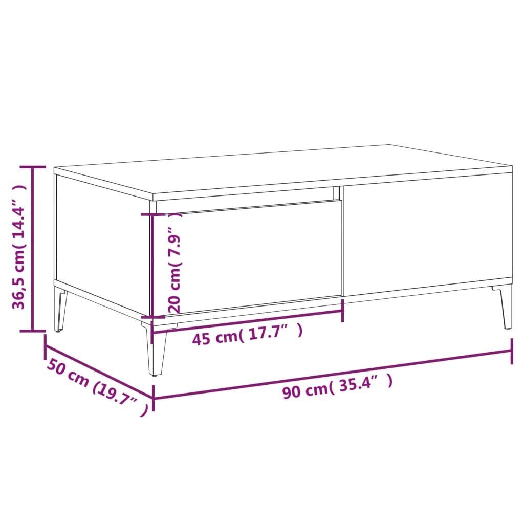 vidaXL kohvilaud, pruun tamm, 90 x 50 x 36,5 cm, tehispuit hind ja info | Diivanilauad | kaup24.ee