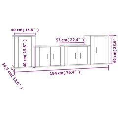 vidaXL 4-osaline telerikappide komplekt, Sonoma tamm, tehispuit hind ja info | TV alused | kaup24.ee