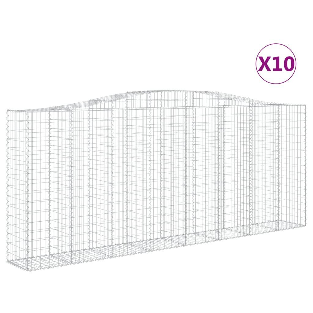 vidaXL kaarekujulised gabioonkorvid 10 tk, 400x50x160/180 cm, raud hind ja info | Aiad ja tarvikud | kaup24.ee