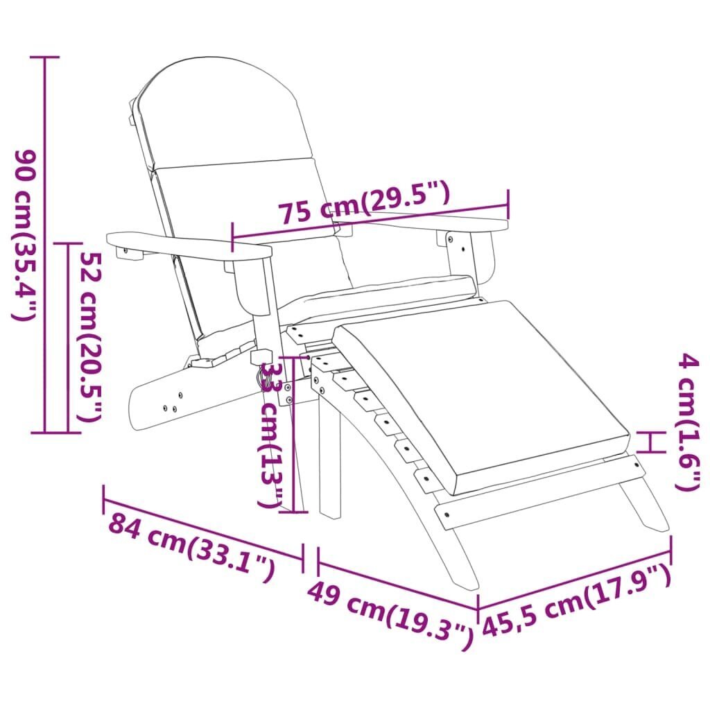 vidaXL Adirondack aiatool jalatoega, akaatsiapuit цена и информация | Aiatoolid | kaup24.ee