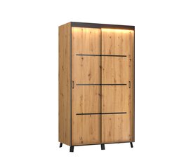 LED valgustusega riidekapp ADRK Furniture Berke, 120 cm, pruun hind ja info | Kapid | kaup24.ee