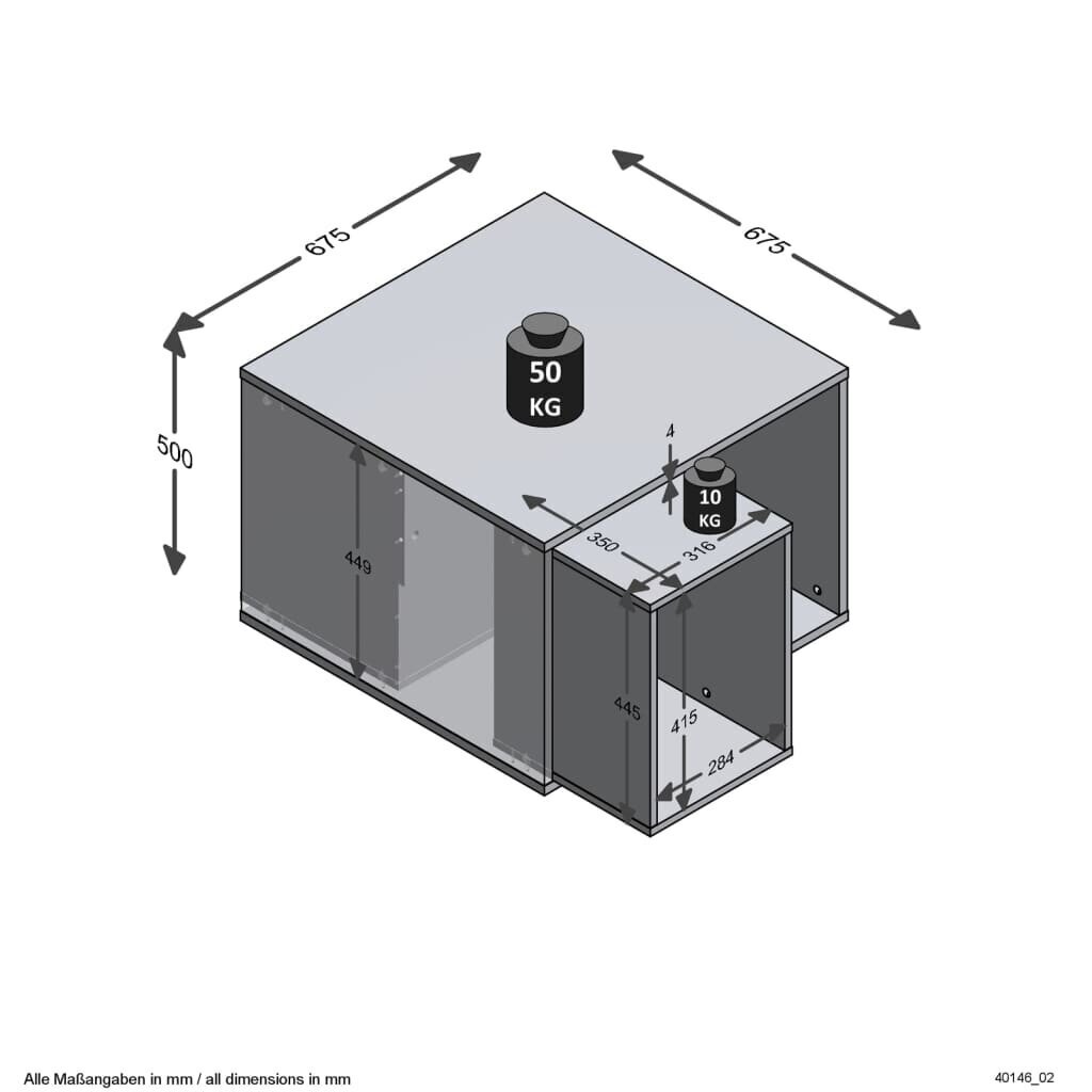 FMD diivanilaud 2 külglauaga 67,5x67,5x50 cm valge ja betoon цена и информация | Diivanilauad | kaup24.ee