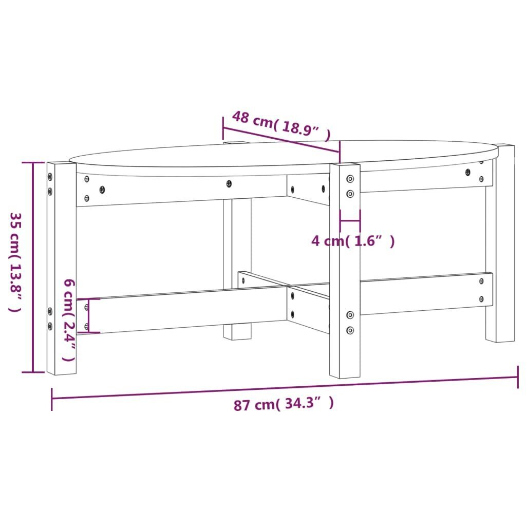 vidaXL kohvilaud, meepruun, 87x48x35 cm, männipuit hind ja info | Diivanilauad | kaup24.ee