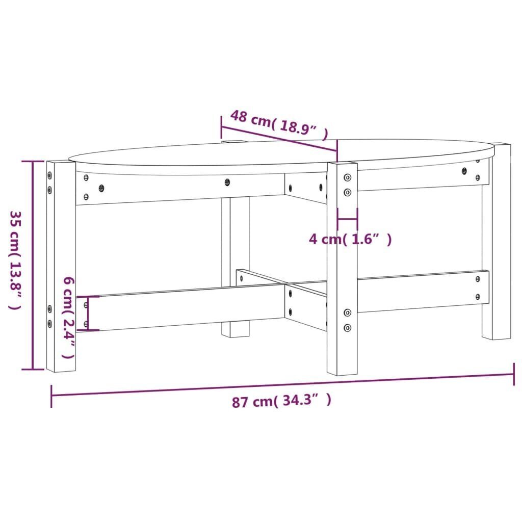 vidaXL kohvilaud, must, 87x48x35 cm, männipuit hind ja info | Diivanilauad | kaup24.ee