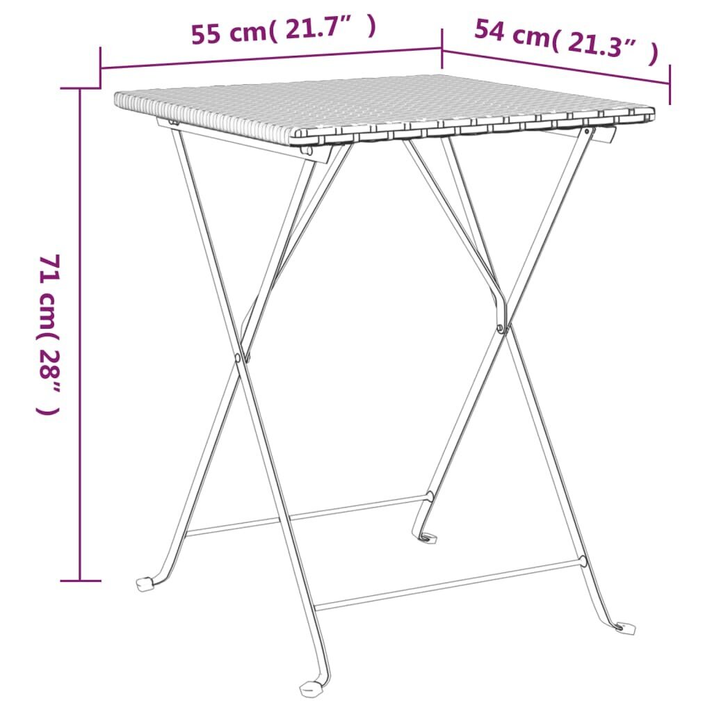 vidaXL kokkupandav bistroolaud, must, 55 x 54 x 71 cm, polürotang hind ja info | Aialauad | kaup24.ee