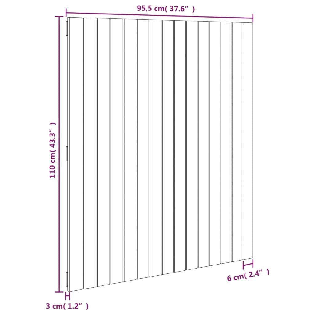 vidaXL seinale kinnitatav voodipeats, hall, 95,5x3x110 cm, männipuit цена и информация | Voodid | kaup24.ee