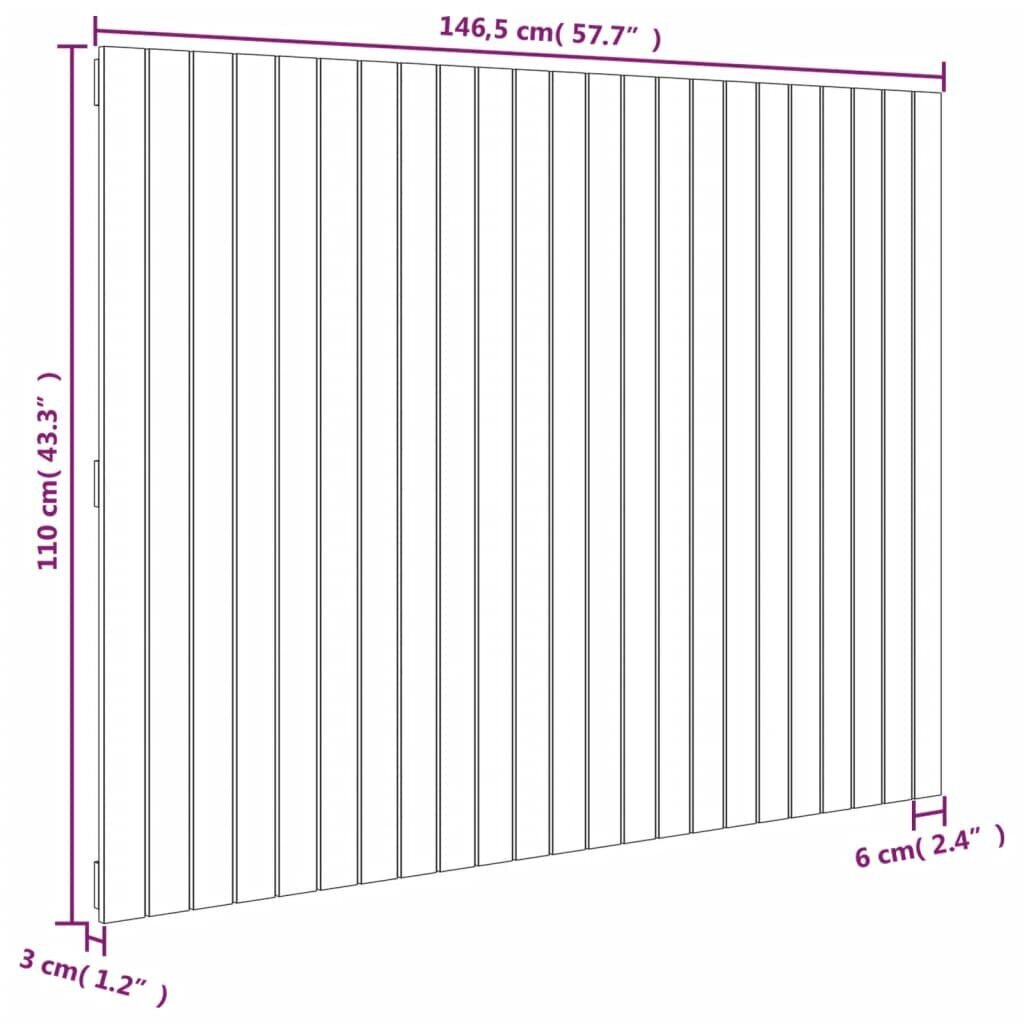 vidaXL seinale kinnitatav voodipeats, must, 146,5x3x110 cm, männipuit цена и информация | Voodid | kaup24.ee