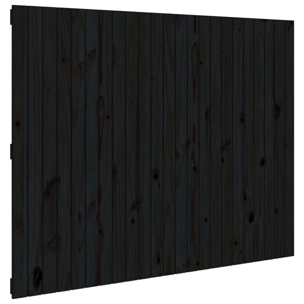 vidaXL seinale kinnitatav voodipeats, must, 146,5x3x110 cm, männipuit hind ja info | Voodid | kaup24.ee
