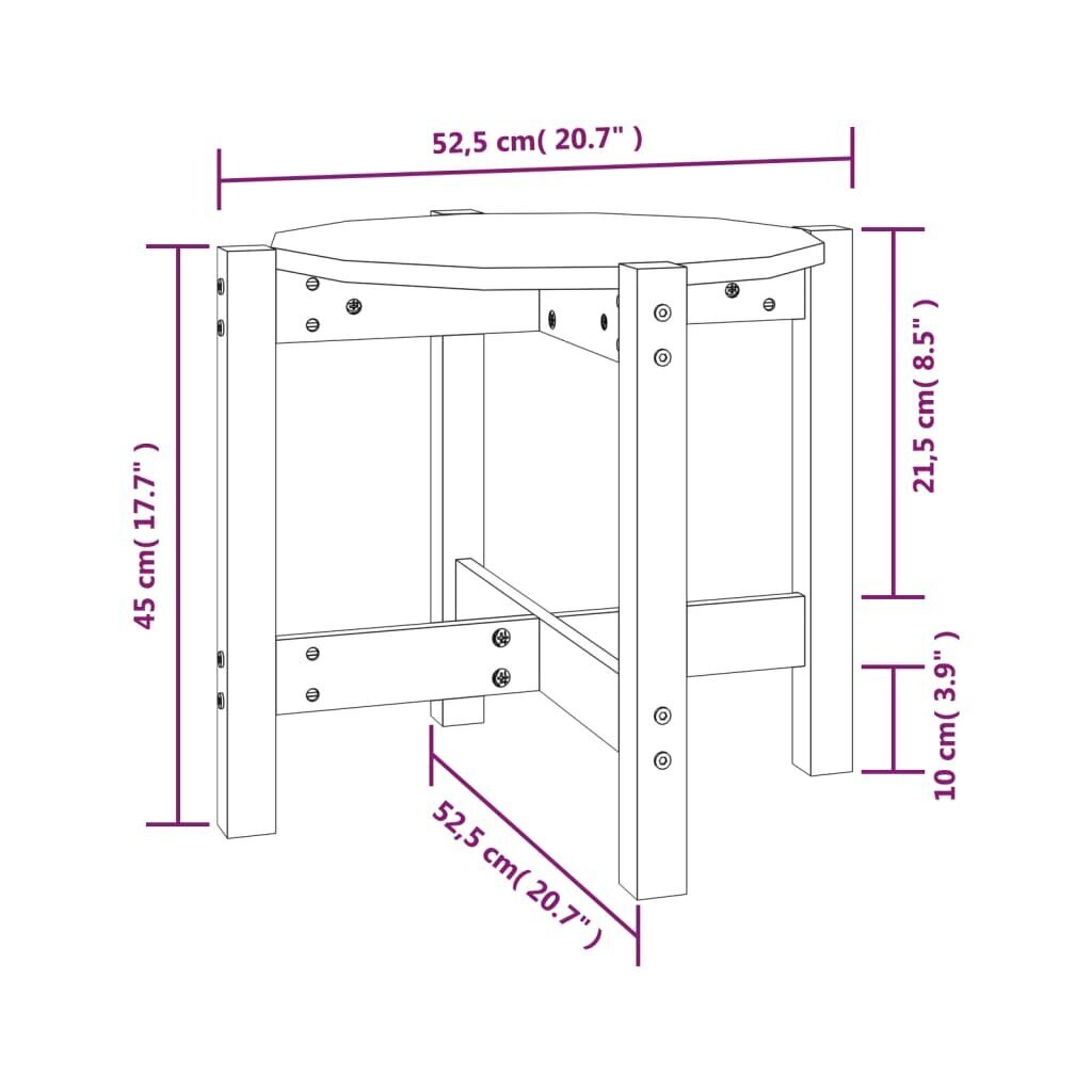 vidaXL kohvilaud, must, Ø 52,5x45 cm, männipuit hind ja info | Diivanilauad | kaup24.ee