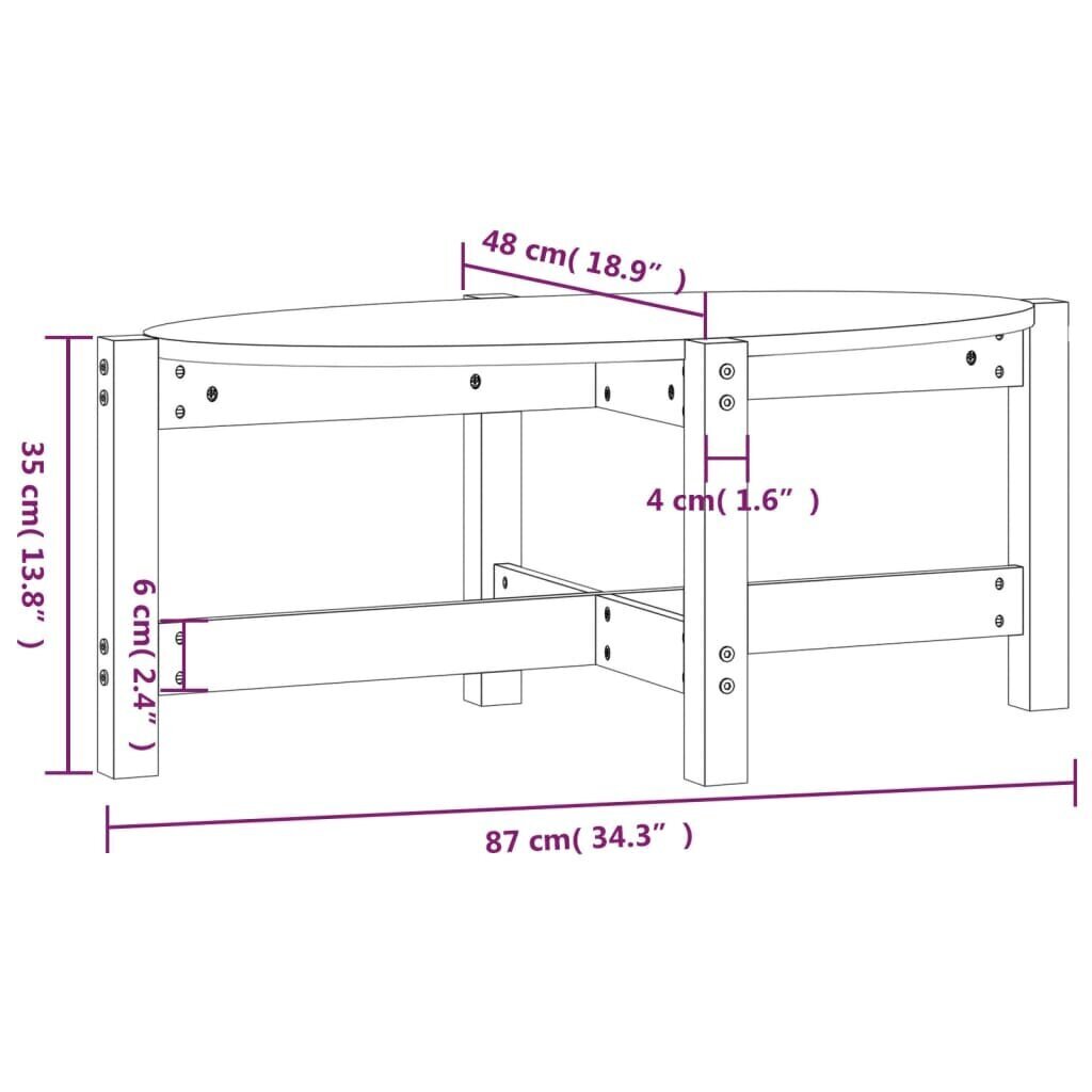 vidaXL kohvilaud, valge, 87x48x35 cm, männipuit hind ja info | Diivanilauad | kaup24.ee