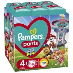 Подгузники-трусики PAMPERS Pants Paw Patrol, 4 (9-15кг), 144 шт. цена и информация | Подгузники | kaup24.ee