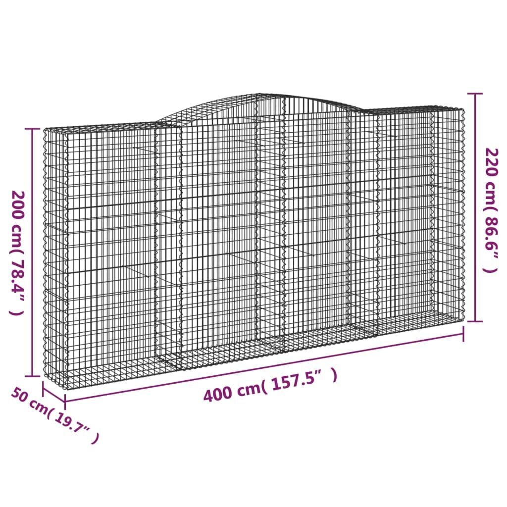 vidaXL kaarekujulised gabioonkorvid 2 tk, 400x50x200/220 cm, raud hind ja info | Aiad ja tarvikud | kaup24.ee