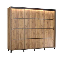 Шкаф с LED освещением ADRK Furniture Berke, 250 см, коричневый цена и информация | Шкафы | kaup24.ee