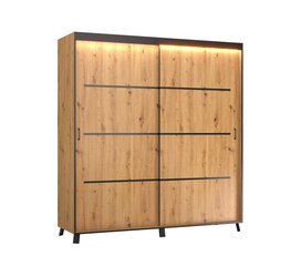 LED valgustusega riidekapp ADRK Furniture Berke, 200 cm, pruun hind ja info | Kapid | kaup24.ee