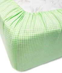 Детская хлопковая простынь на резинке Ranforce Light green,120x60x10 см цена и информация | Сетки для кроватей | kaup24.ee