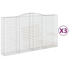 vidaXL kaarekujulised gabioonkorvid 3 tk, 400x50x220/240 cm, raud цена и информация | Заборы и принадлежности к ним | kaup24.ee